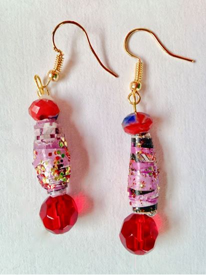 Picture of Earrings, Red and pink 