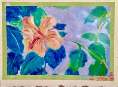 Picture of Notecard, Hibiscus with blue leaves