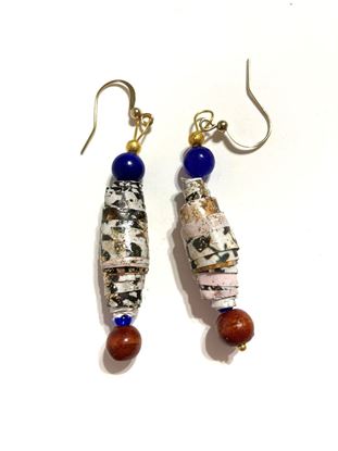 Picture of Earrings Large blue and whitebeads